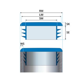 Lamellar plugs End caps for rectangular pipe 150x100 mm 5 pcs. Black RAL 9005 Plastic End Caps 15x10 cm EMFA ®