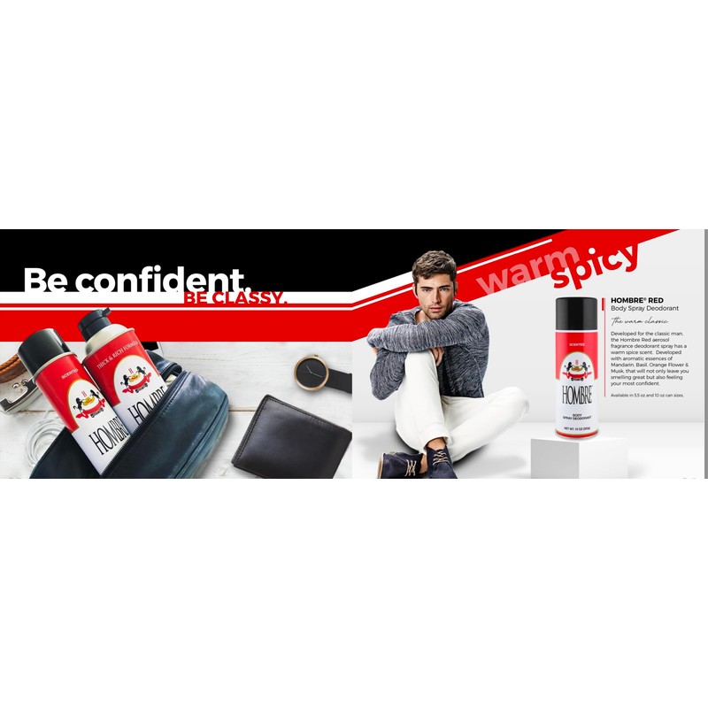 Hombre Red Deodorant Body Spray Classic for Men 5.5oz-156g (6