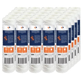 Aquaboon 1 Micron 10" x 2.5" String Wound Sediment Water Filter Cartridge | Universal Replacement for Any 10 inch RO Unit | Compatible with WFPFC4002, CW-F, PFC4002, 25-Pack