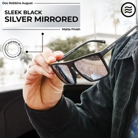 NEVEN Men's Polarized Sunglasses - Chic Rectangular Glasses - UV Protection Glasses for Coastal Activities.