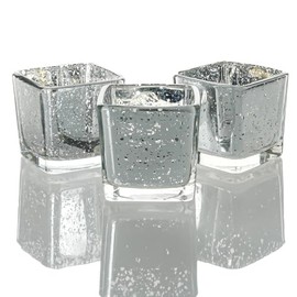 Richland Silver Mercury Square Votive Holders Set of 12