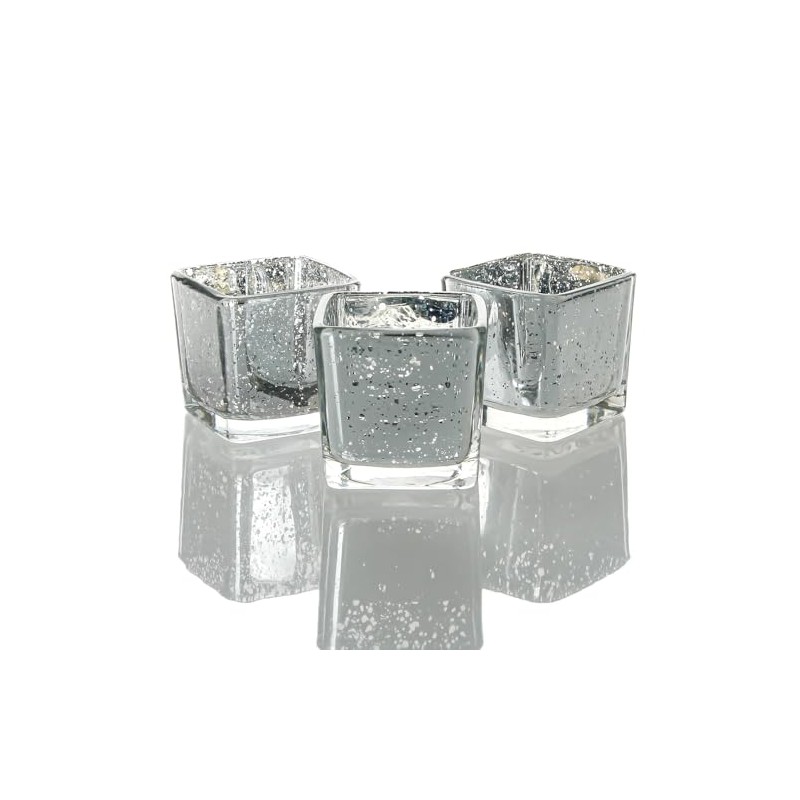 Richland Silver Mercury Square Votive Holders Set of 12