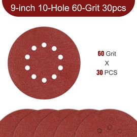 9 Inch 10 Holes Sanding Disc 60 Grit Drywall Sandpaper 30PCS for Popcorn Ceiling Sander Pads