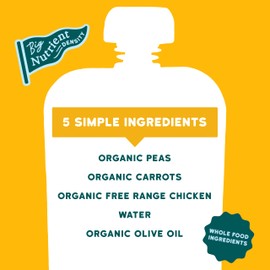 Serenity Kids 6+ Months Chicken Puree Baby Food Pouches - No Added Sugar Organic Baby Puree - Free-Range Chicken & Pea & Carrot - 3.5 Oz, Pack of 6