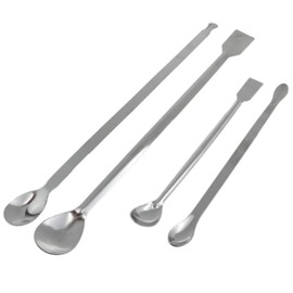 yukata Silver Stainless Steel 30cm Measuring Spoons 20cm Micro Spoon Micro Lab Sampling Scoop Spatulas Combination lab Scraper Micro Spoons for Laboratory, Factory and Hobby use 1 Set