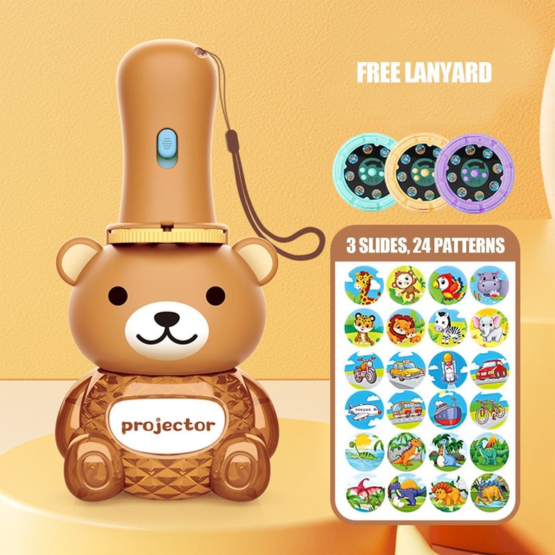 Kids Flashlight Projector Torch,Bear Appearance Story Torches - Interactive Learning