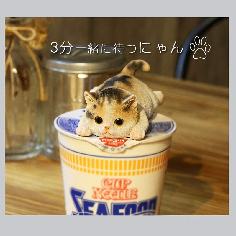 Devarier ca216y Cat Figurine, Tea Tiger, Cup Ramen, Magnet, Resin,