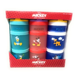 Whiskware Portable Stackable Snack Containers for Kids, Mickey and Friends 3 Pack Snack Stacks Set, Great For School or Travel!, Normal, Red, 1591321