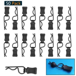 HobbyPark 50pcs Universal RC Car Body Clips w/Pull Tabs Black R Pins for 1/10 Scale Traxxas Arrma Axial Losi & All 1/8 Redcat HPI HSP Exceed Truck Buggy Shell Replacement Parts