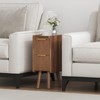 ELYKEN Narrow Side Table, Fluted Nightstand with Drawers, Wooden Small