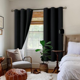 BGment Black Blackout Curtains for Bedroom 72 Inch Length 2 Panels Set, Thermal Insulated Bedroom Curtains Soundproof Room Darkening Window Curtain Drapes, Each Grommet Curtains 42 Inch Wide