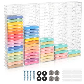DoubleFill 100 Slot Clear Acrylic Cassette Tape Storage for Easy Sorting and Organizing of Cassette Tapes, Stamp Pads, Playing Cards, Card Decks and More, Holder for Desktop, Wall Mounted