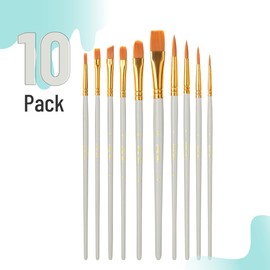 Mr. Pen- Artist Paint Brushes for Acrylic Painting, 10 pcs, Soft Gray Ergonomic Wooden Handle, Synthetic Bristles in Different Sizes & Shapes, Watercolor Brushes