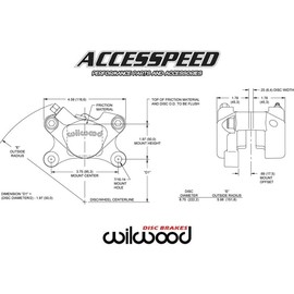""Wilwood 120-3842 Dynalite Single Floater IIIA Caliper 1.75"" Piston, 25"" Disc"", Gray