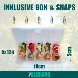 ELBFANG Jig Spinner Perch Bait Set | 12g | Spinner Bait Raufisch Fishing | Bait for Zander, Pike, Trout | Jig Spinner Jig Spinner Baits Spinjig