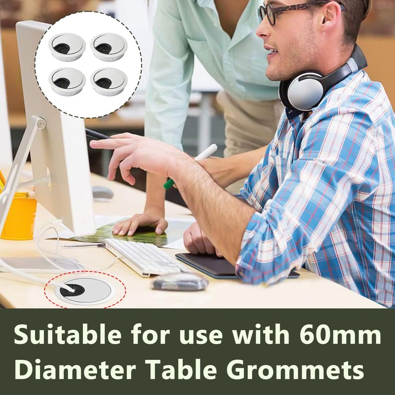 4 Pcs Desk Grommet Kit, Cable Hole Cover, Computer Desktop
