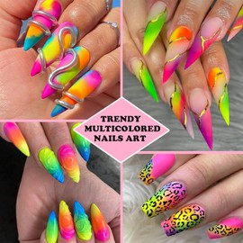 13 Colors Neon Phosphor Pigment Powder Set, Super Bright Fluorescent Nail Pigment Dust Nail Glitter for Gradient Iridescent Gel Polish Nail Art Decoration, Resin Craft