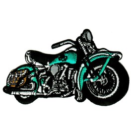 Motorcycle Turquoise Bobber Sew-On / Sew On / Iron-On Patch for Clothes Embroidered Iron-On Patch Applique Biker Cowl Patch Size 9.5 x 5.6 cm