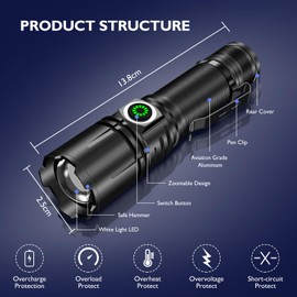 UNAGEA High-Powered LED Flashlights 2 Pack, Small Tactical Flashlights 8000 High Lumen, 1 Lighting Mode, Zoomable, Mini LED Flash Light with Pocket Clip for Camping, Emergency, Gift