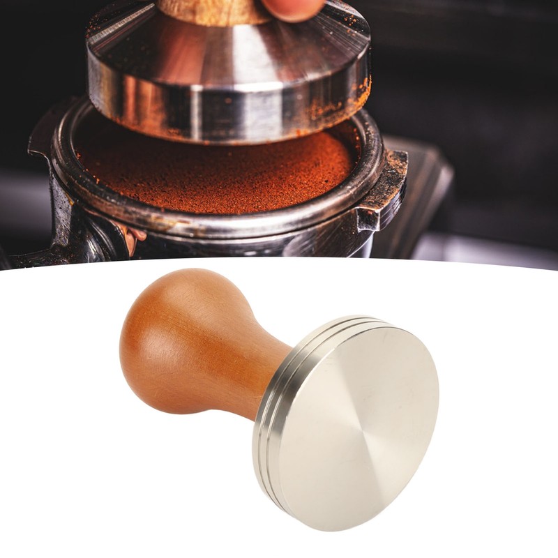 Coffee Tamper Solid Wood Handle Stainless Steel Easy to Use