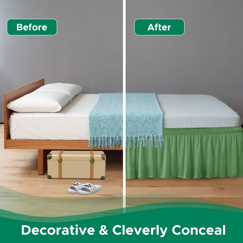 Biscaynebay Wrap Around Bed Skirts for Queen Beds Short Drop