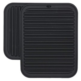 Smithcraft Silicone heat resistant trivet mat set of 2 hot pad for pot holder counter top protector and spoon rest food grade safe Rectangular Black