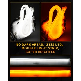 Qasim 45CM Flowing Turn Signal Light Guide Strip DRL Assembly 12V Car LED Flexible Strip Lights Daytime Running Lights Car Accessories-2Pack