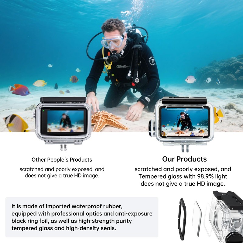 Suptig Waterproof Case Compatible for DJI Action 5/4/3, Waterproof Up