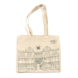 M&S Marks & Spencer Large Cotton Shopping Tote Bag, Foldable, Heritage Print, 40x36x22cm