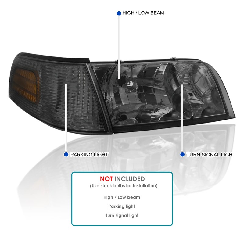 Spec-D Tuning Smoke Lens Headlights + Corner Lights Compatible with