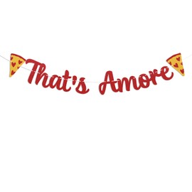 That's Amore Banner - Italian Themed Bachelorette Party Decor, That's Amore Bridal Shower Decor, Italian Summer Wedding Decorations Red Glitter