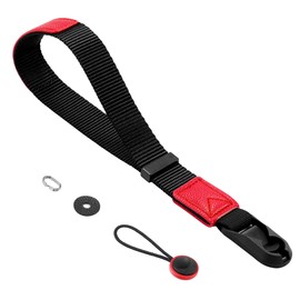 [Cobby] Wrist Strap Hand Strap Magnetic Buckle Anchor Design Nylon + Leather for SLR Mirrorless with Oval Ring 12 Months (Red)