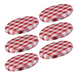 Westmark 6 Schraub-/Twist-Off-Deckel für Einmachgläser, rund, ø 66 mm, Weißblech, Rot-Weiß, Karriert, 40962270