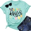 Happy Easter Cute Women's Cotton Sleeveless T-Shirts with Easter Bunny