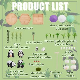 WEBEEDY 3 Sets Panda Mini Zen Garden Sandbox Miniature Zen Sand Garden Gift Set Sand Tray Play Kit Beautiful Japanese Meditation Relaxation Decor Therapy Gifts for Man Women Home Office Decor