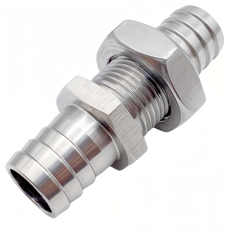 Lophtnix 2PCS 304 Stainless Steel Hose Barb Fitting Thru-Bulk Bulkhead