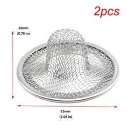 Antrader Kitchen Sink Strainer, 2Pcs Stainless Steel 2-Inch Diameter Mesh Round Filter Bathroom Bathtub Wash Basin Garbage Disposal Basket Filter