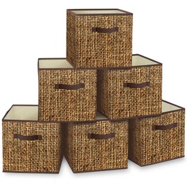 homyfort 11x11 Cube Storage Bins - Fabric Cubby Bins with Dual Handles, Collapsible Storage Organizer Bins for Shelf, Closet, Nursery, Set of 6