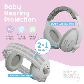 2-in-1 Baby Ear Muffs Noise Protection - Baby Headphones for Noise & Plane Travel - 2 Headbands - Toddler Ear Protection for Infant & Toddler Travel Essential, Age 1-36 Months