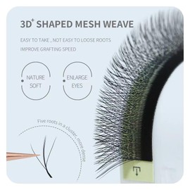 ANNAFRIS Eyelash Extensions, 3D, W, 0.07 D, 8-15 mm, Ready-to-Use Fan Eyelashes, 3D Pre-Fanned Eyelashes (3D + Black 0.07D 8-15 mm)