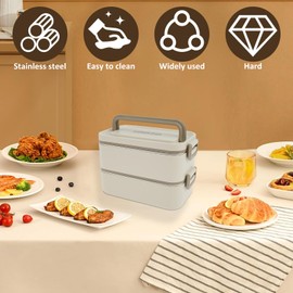 RdjEokf Lunch Containers, Stainless Steel Bento Lunch Box, with Adjustable Compartments, for Adults and Kids, Portable Leakproof Food Container Lunchbox for Work and School
