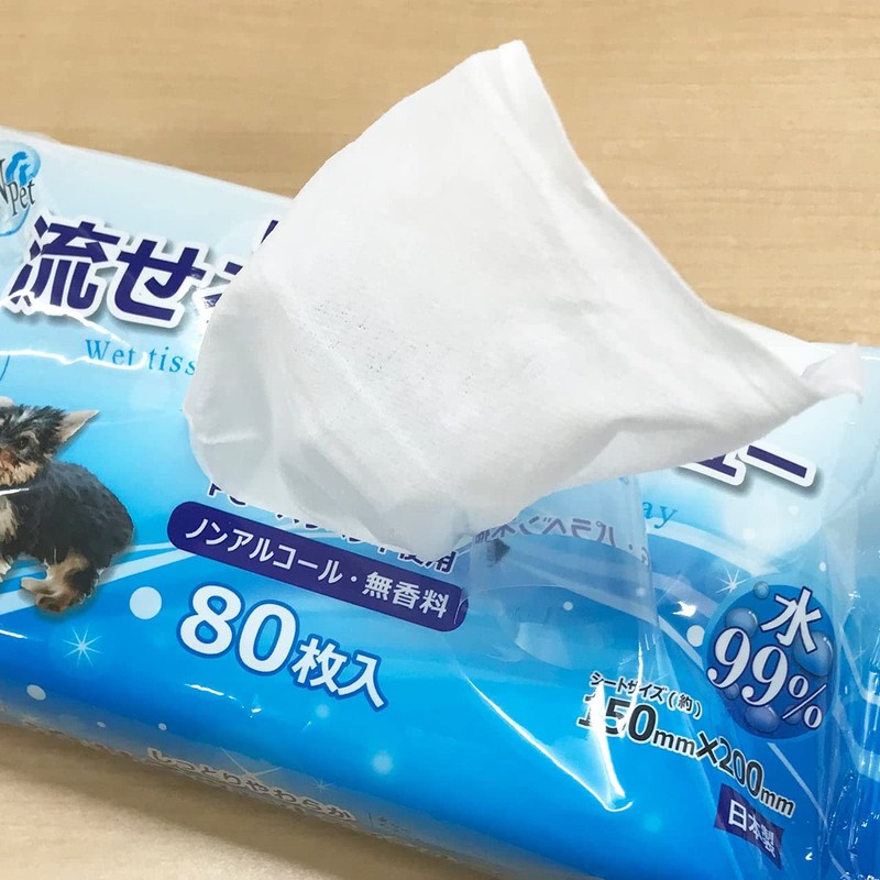 Daiichi Shikko DNPet Moisturizing Soft Flushable Wet Wipes, Pack of