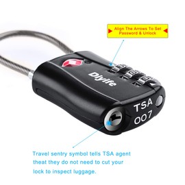Diyife TSA Luggage Locks, [Newest Version][2 Packs] 3-Digit Security Padlock, Combination Padlocks, Code Lock for Travel Suitcases Luggage Bag Case etc.(Black & Silver)