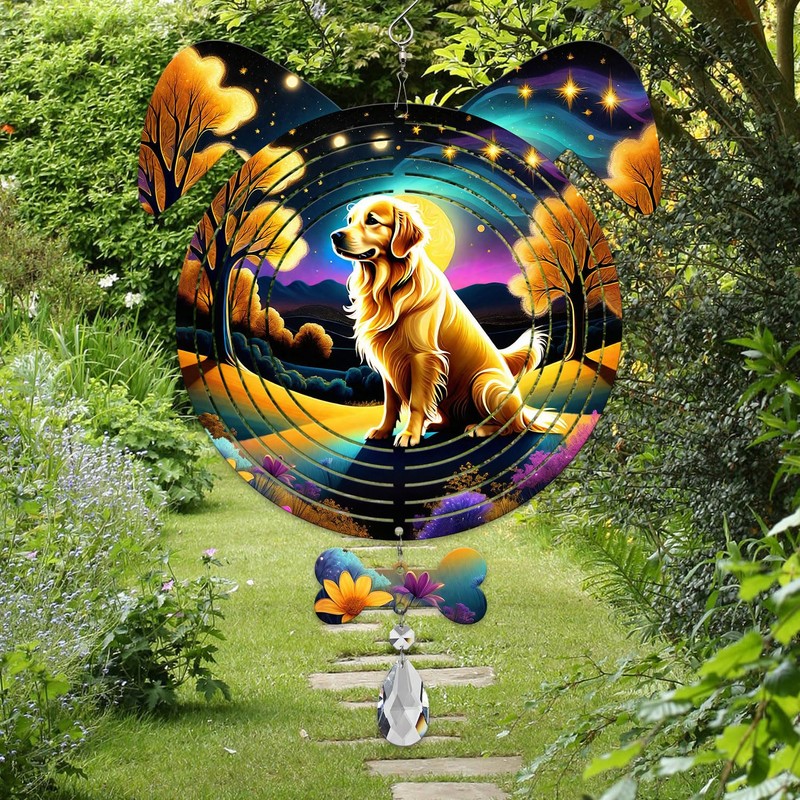 Golden Retriever Dog Ears Wind Spinner, Golden Retriever Wind Spinner