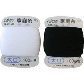 Clover Household Thread Thick 32.8 ft (100 m) Roll, 1 Each Pack, White / Black 26-575