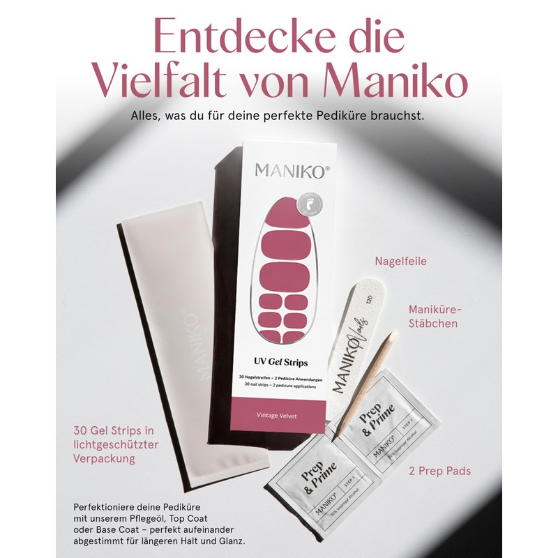 Maniko UV Gel Strips Vintage Velvet Pink - 30 Pedicure