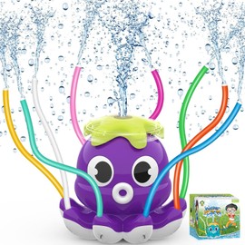 Wasserspielzeug Kinder Outdoor Spielzeug, Sprinkler Outdoor Spiele ab 3 4 5 6 7 8 Jahre Junge und Mädchen für Kinder Gartenspielzeug Garten Spielzeug Kinder Draußen Wasserspiel (Oktopus-Lila)