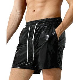 Casey Kevin Metallic Shorts Men's Shiny Party Shorts Bar Metallic Shorts Festive Shorts, A1 black