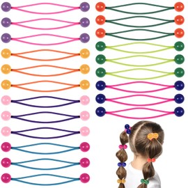 Kifmurase 21Pcs Double Balls Ponytail Elastics, Colorful Hair Ties with Balls, Ball Bubble Ponytail Holders Opaque Multicolored Twin Hair Beads for Children Toddler Girls Women