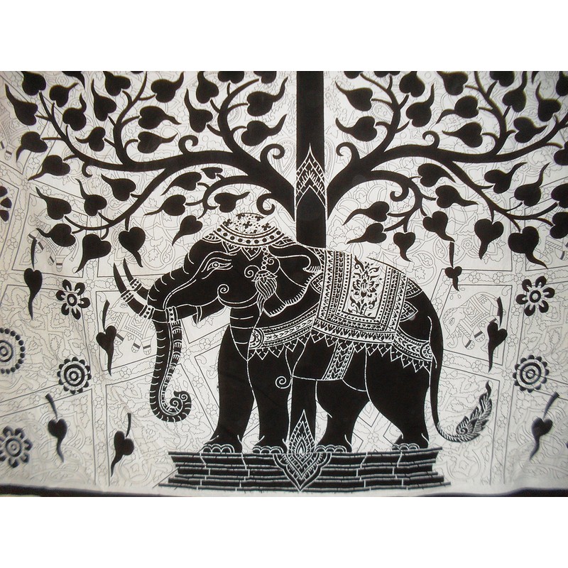 Traditional Jaipur Large Tree Of Life Tapestry, Indian Elephant Wall